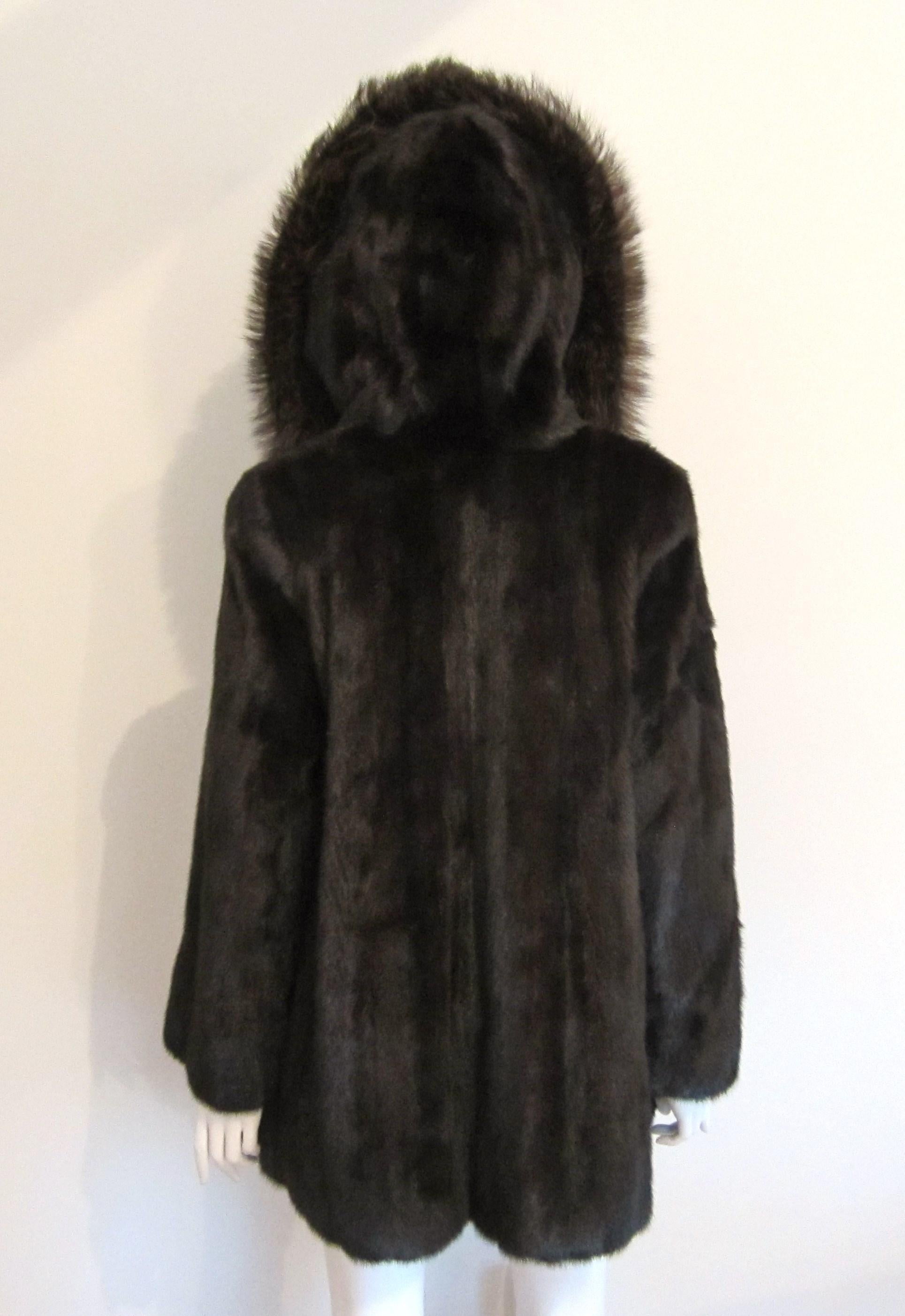 Stunning Mink Coat  w/ Oversized Fox Collar Hood -Jacket  2