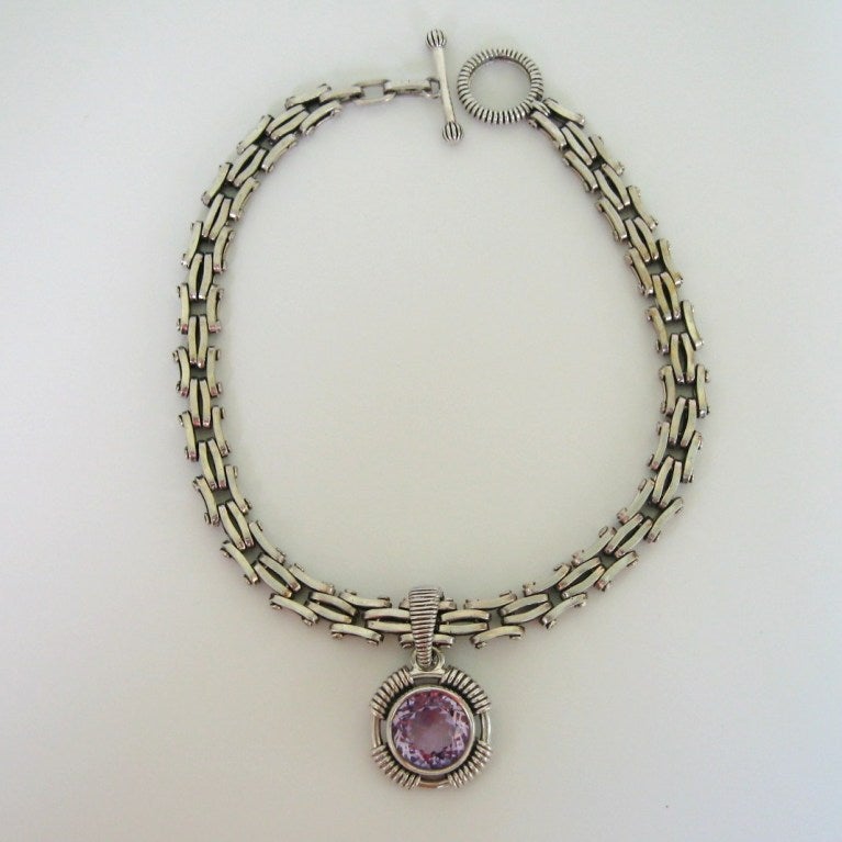 1997 Stephen Dweck Amethyst Sterling Silver Amethyst  Necklace never worn  In New Condition In Wallkill, NY