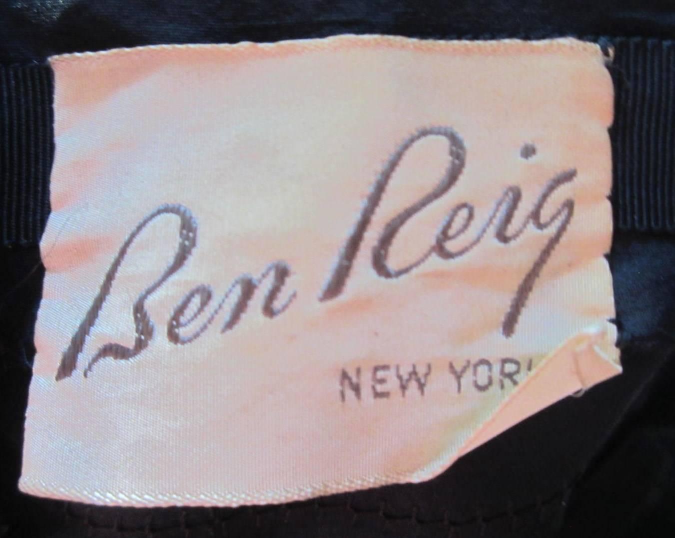 Women's Black fishtail Dress 1950s Vintage Ben Reig  For Sale