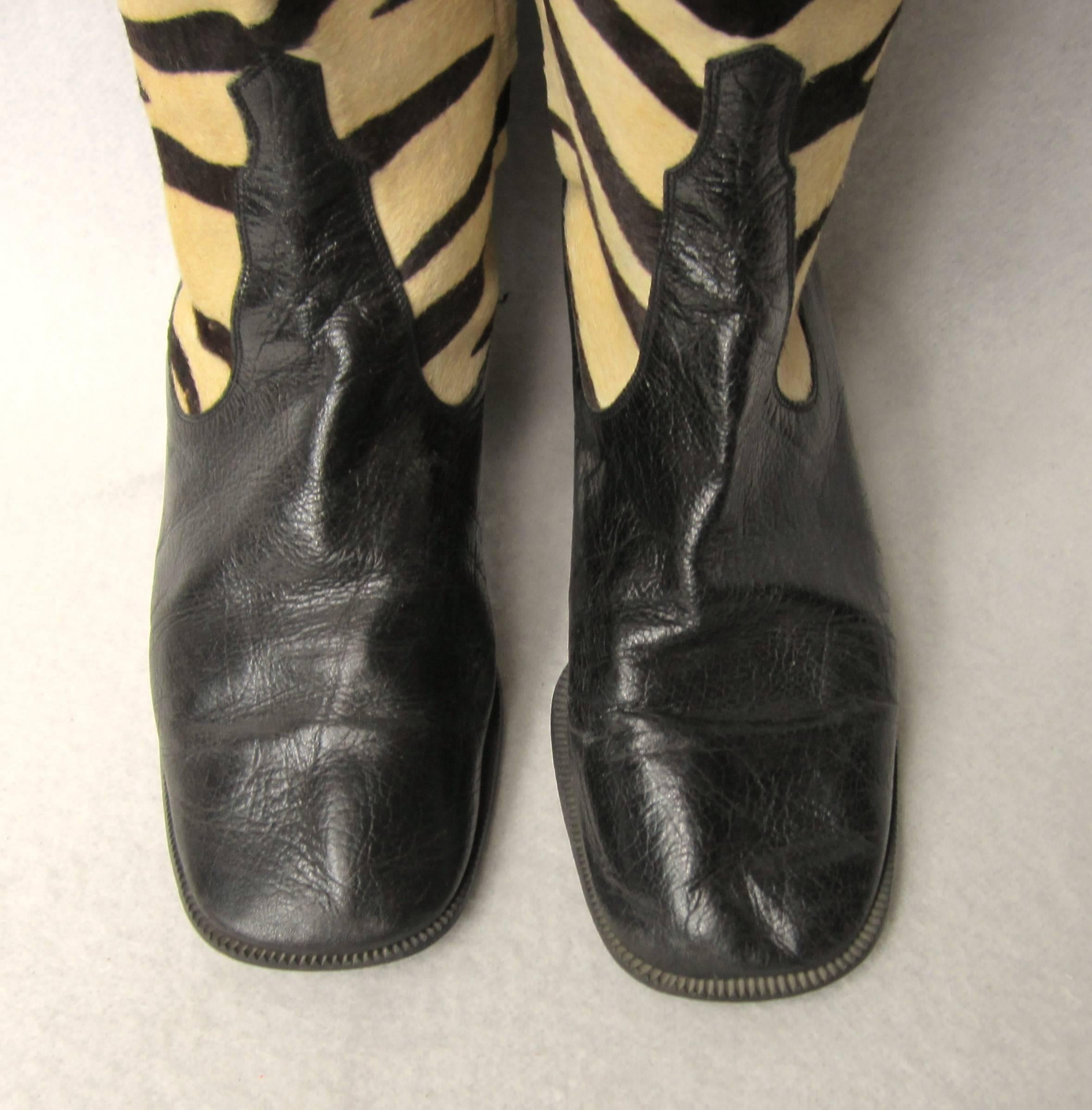 Women's Vintage 1960's Zebra Print Boots 