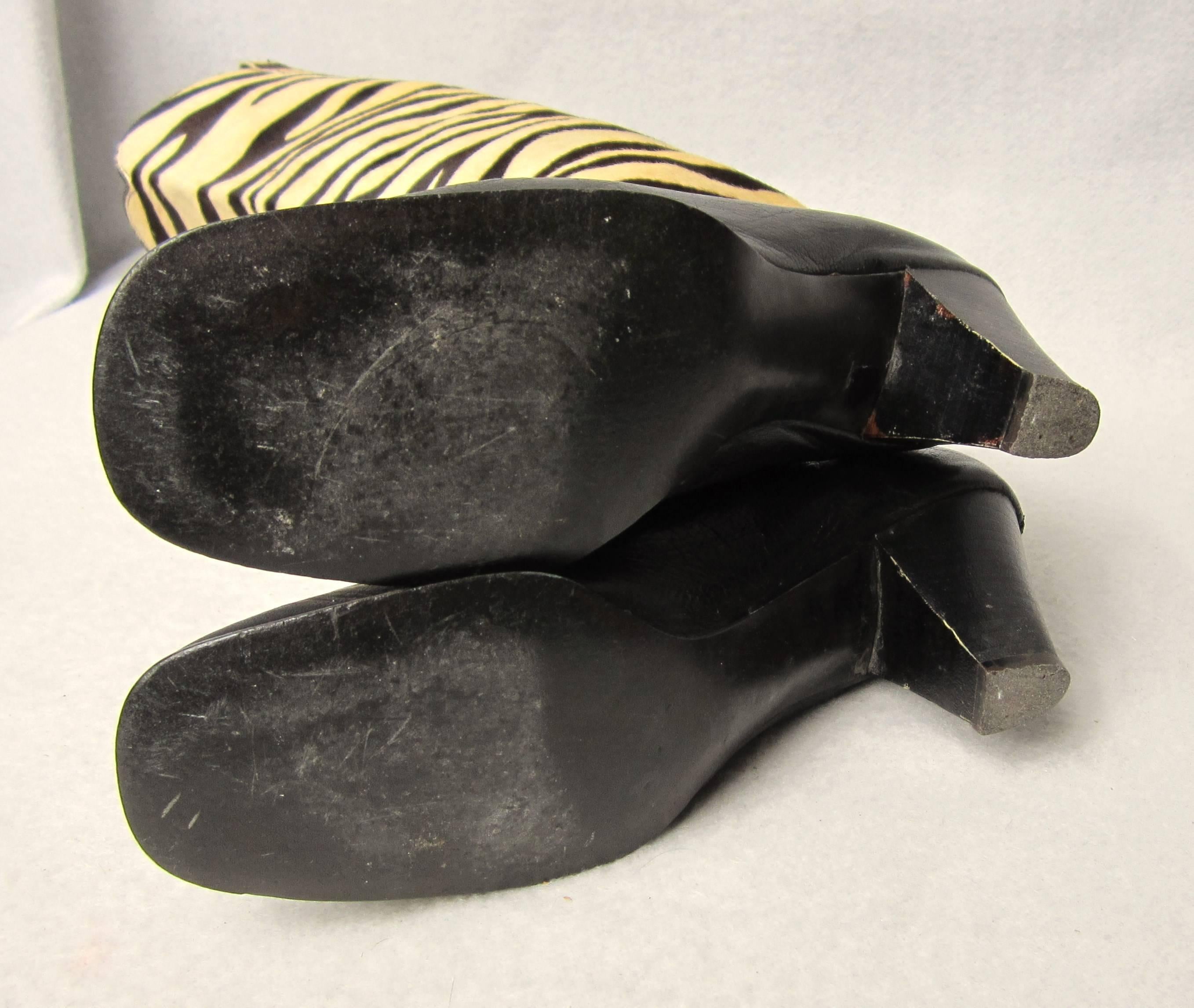 Vintage 1960's Zebra Print Boots  1