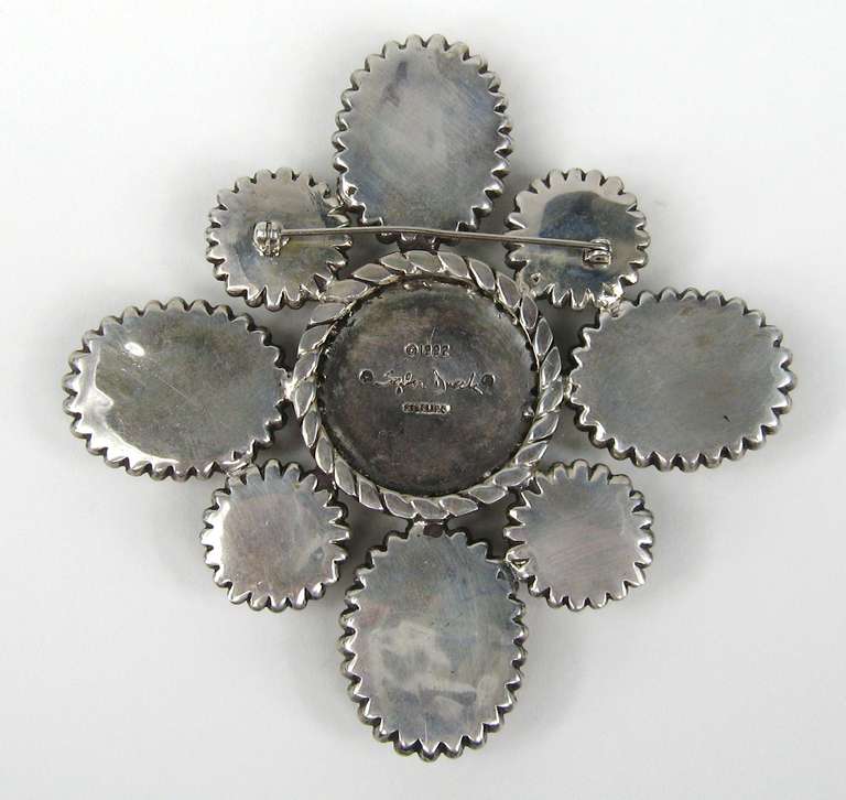 Sterling Stephen Dweck Brooch Pin Jasper  1990s In New Condition For Sale In Wallkill, NY