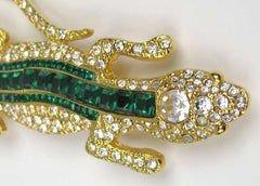 1990s Valentino Lizard Crystal Brooch NEW Never Worn