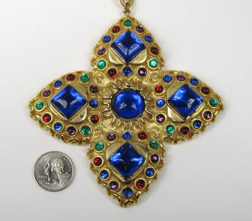 Escada Maltese Cross, Purple Blue Gold 1980s  In New Condition For Sale In Wallkill, NY