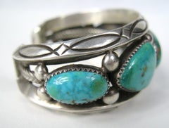 Southwestern Orville Tsinnie Navajo Silver Turquoise Cuff Bracelet
