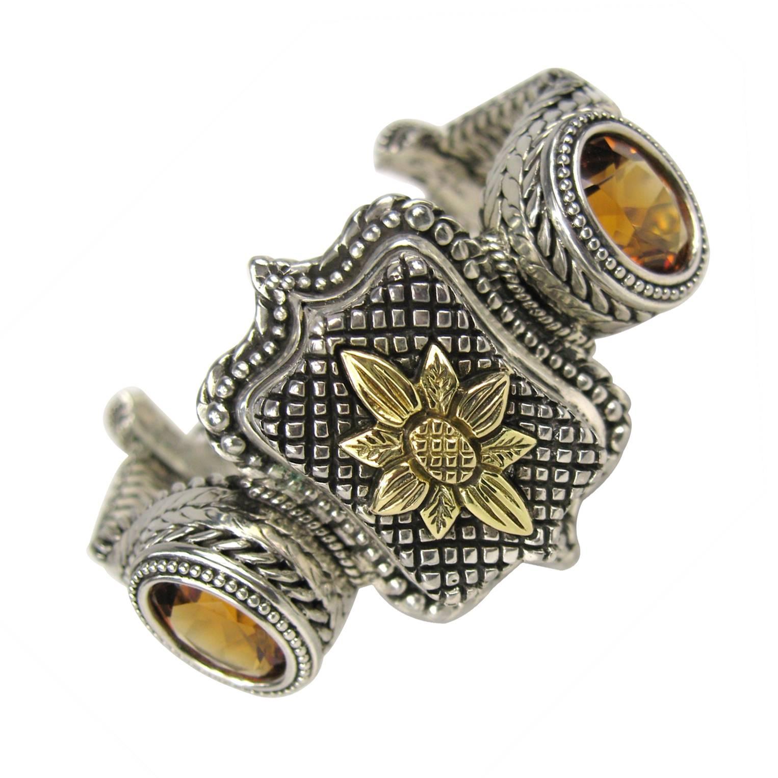 Stephen Dweck 18K Gold & Sterling Silver Bracelet Citrine 1990s For Sale