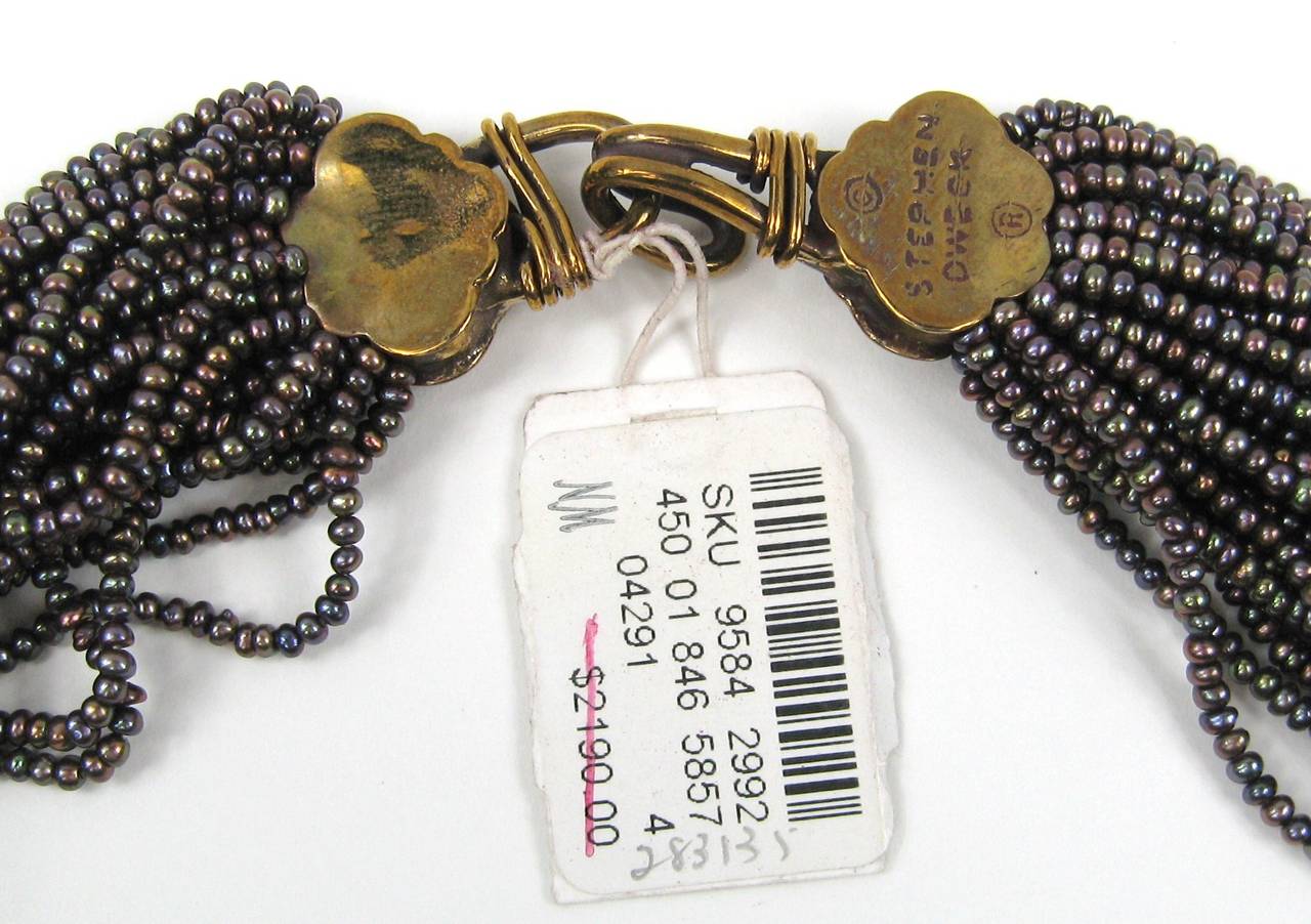 Women's Stephen DWECK Necklace Amethyst Sterling 32 strand stone bib New w Tags 1995 For Sale