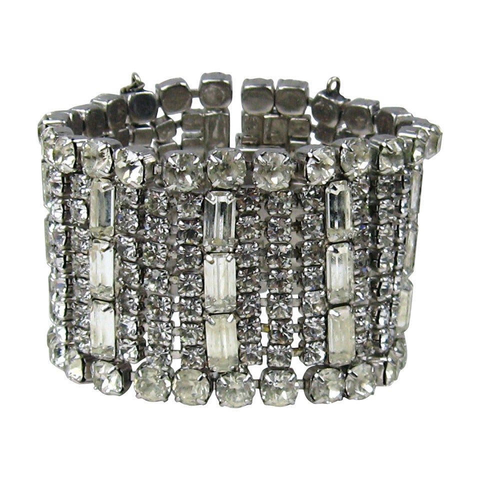 Vintage Kramer Rhinestone Hollywood Glam Bracelet 
