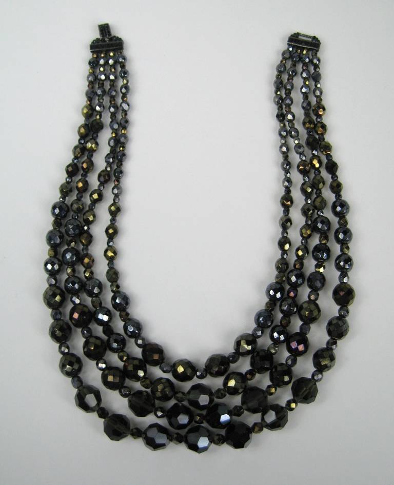 Barrera 4 strand bib faceted Necklace. New old stock - Never worn. Measuring 17.5 at the top. This is out of a massive collection of Hopi, Zuni, Navajo, Southwestern, sterling silver, costume jewelry and fine jewelry. Be sure to check our store