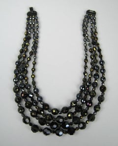 BARRERA Bib Necklace 4 strand faceted Glass 1990s
