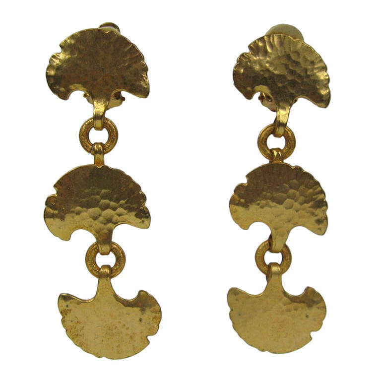 Dominique Aurientis Gold Gilt  New, Never Worn 1980s  Earrings