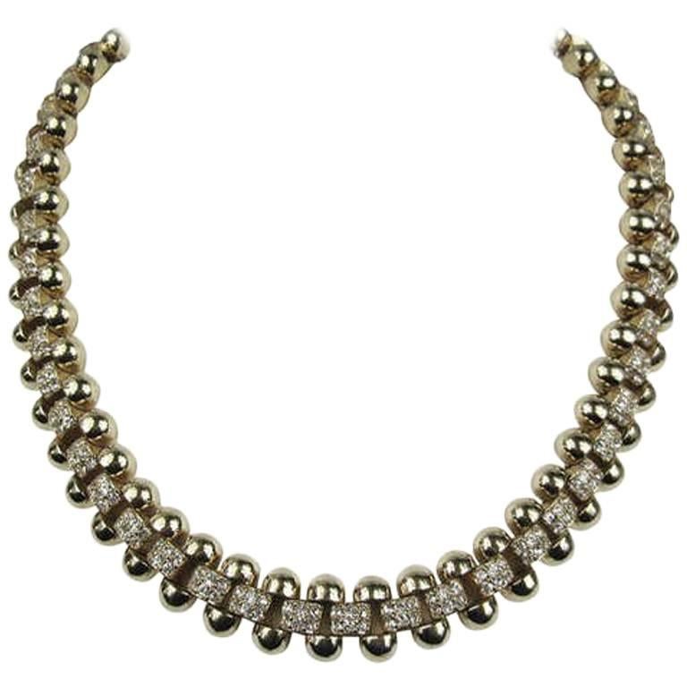 Ciner Swarovski Necklace Crystal Encrusted Gold tone 1990s For Sale