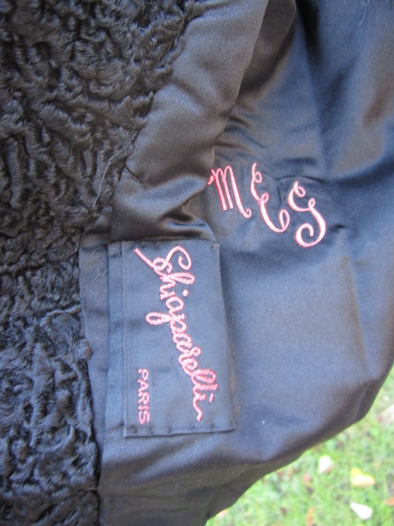  SCHIAPARELLI Black Persian Lamb Mink Fur Shrug - Jacket  - 1960s Vintage In Good Condition In Wallkill, NY