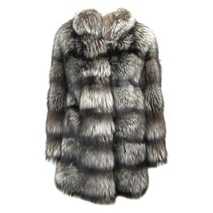 Retro ESCADA RUSSIAN Silver Fox Oversized Jacket Coat 