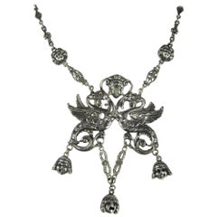 Silver Griffin Dragon Necklace Antique