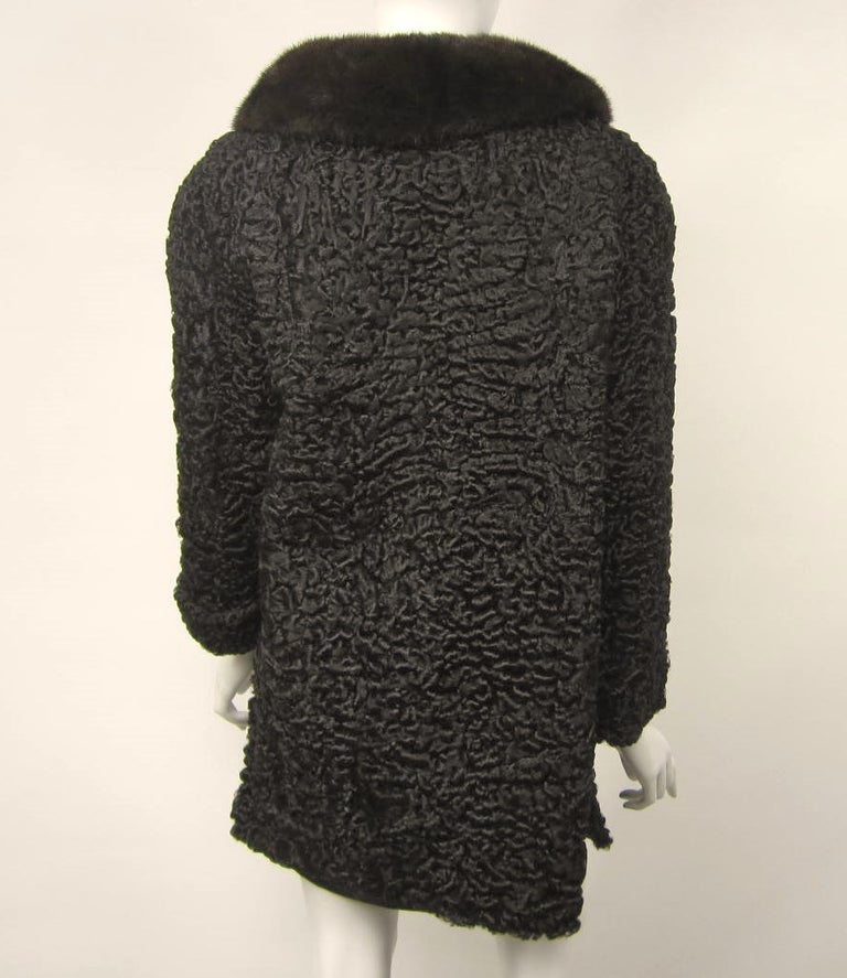 Chloe Persian Lamb Coat with Mink Fur Collar Jacket-Vintage For Sale at ...