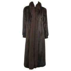 Vintage Ranch Mink Fur with Fox Collar & Trim Full length Coat