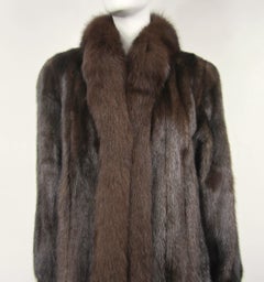 Ranch Mink Fur with Fox Collar & Trim Full length Coat