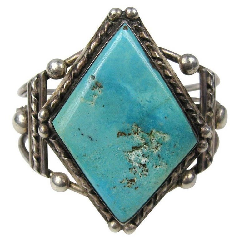 Sterling Silver Pawn Southwestern Navajo Turquoise Cuff Bracelet For ...