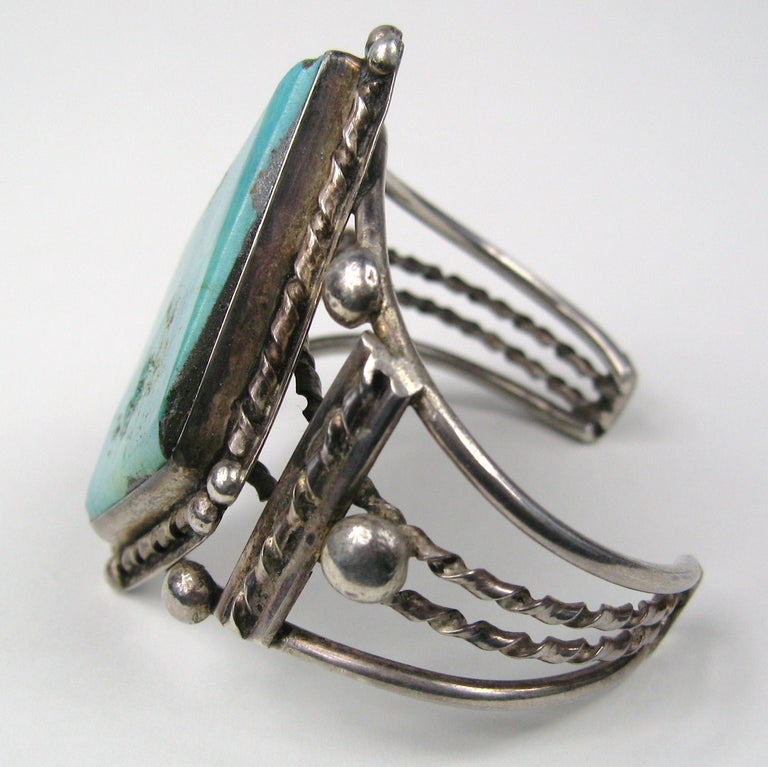 Sterling Silver Pawn Southwestern Navajo Turquoise Cuff Bracelet For ...