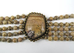 Stephen DWECK Sterling Necklace 5 strand stone bib 1990s One of a Kind