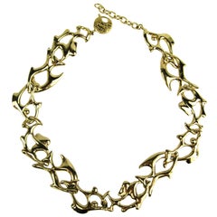 1980s Yves Saint Laurent YSL Fish Necklace New Never Worn