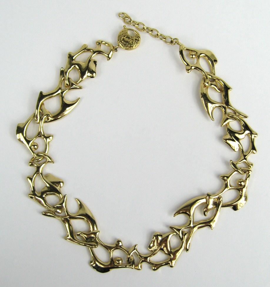 Women's 1980s Yves Saint Laurent YSL Fish Necklace New Never Worn