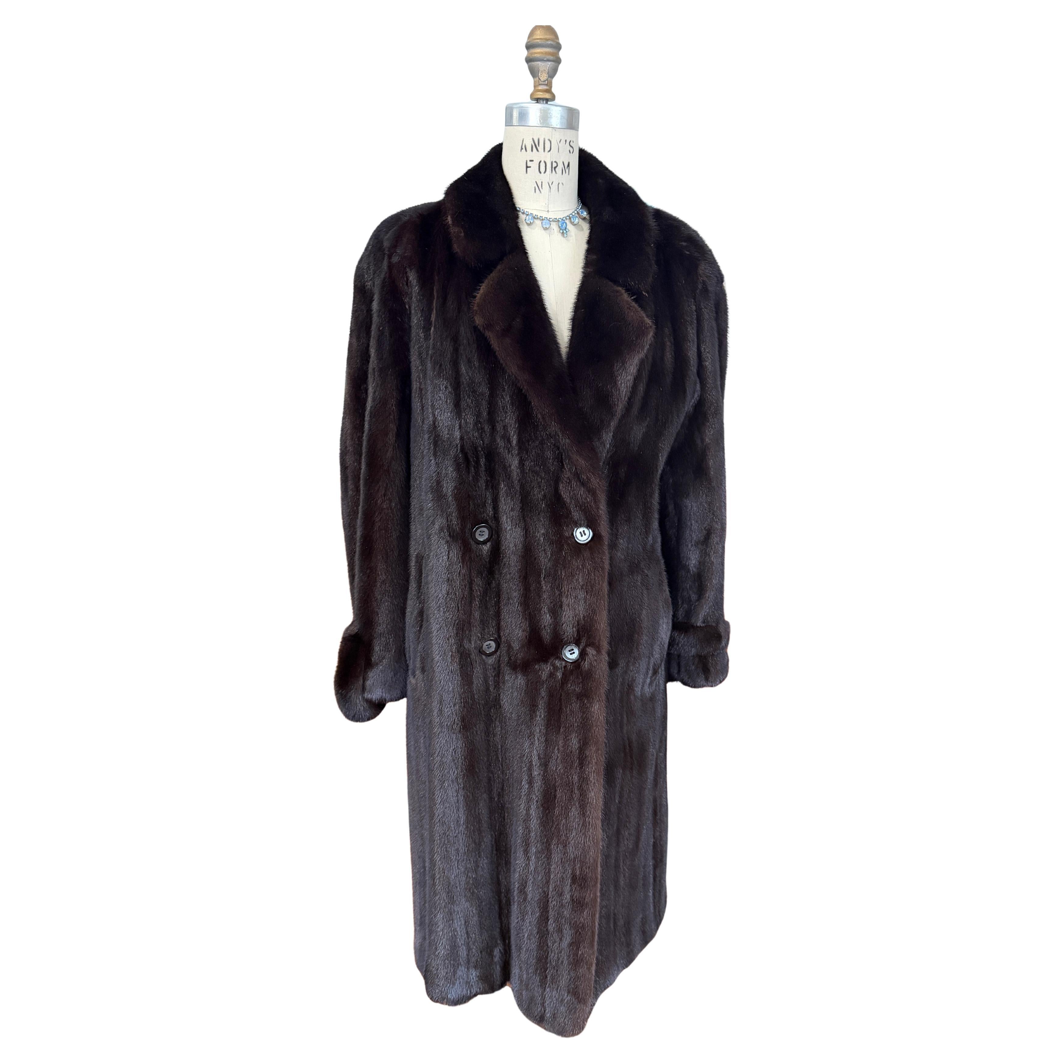 Pauline Trigere Mink Fur Trench Coat Blackglama