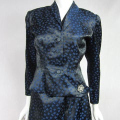 Blue Halter Dress & Peplum Jacket Shrug  1940s