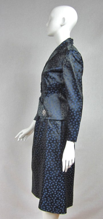 Blaues Neckholder-Kleid & Schößchen-Jacke Shrug  1940s im Zustand „Gut“ im Angebot in Wallkill, NY