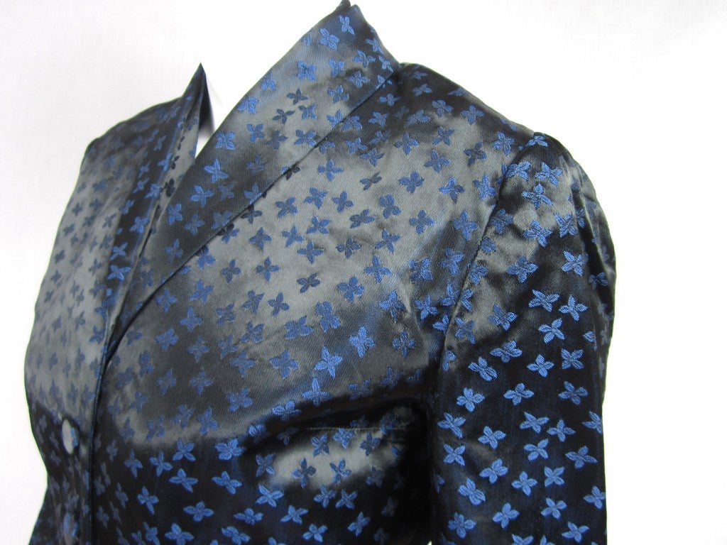 Black Blue Halter Dress & Peplum Jacket Shrug  1940s For Sale
