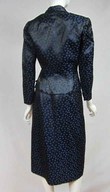Blaues Neckholder-Kleid & Schößchen-Jacke Shrug  1940s im Angebot 2
