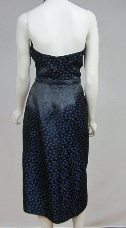 Blaues Neckholder-Kleid & Schößchen-Jacke Shrug  1940s im Angebot 5