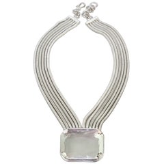Vintage Daniel Swarovski Necklace Crystal Runway Silver Snake Chain 1990s 