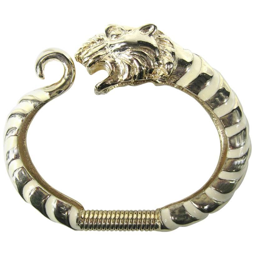 Donald Stannard Enameled Lion Head Bracelet Never worn For Sale