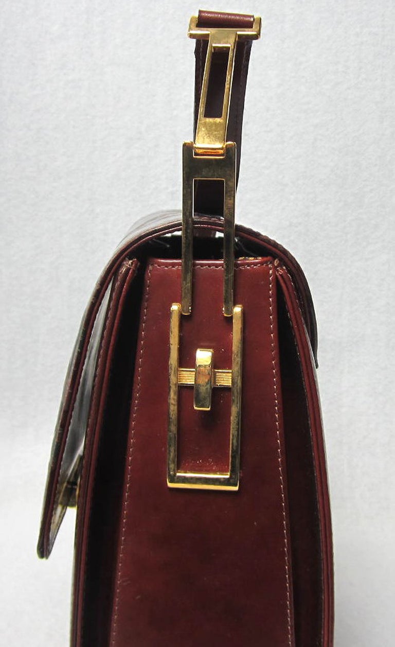 Italian Brown Leather Horse Bit Handbag Purse For Sale at 1stdibs