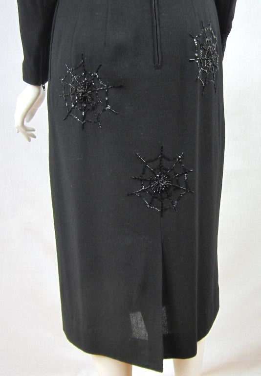 Vintage 1960s Black Widow Spider Wiggle Dress - Wiliam Fox Little Black Dress  2