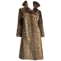 1940's Vintage Leopard Print Fur Mouton Sleeve Jacket Coat 