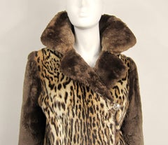 1940's Vintage Leopard Print Fur Mouton Sleeve Jacket Coat