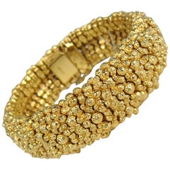 Jamais porté 1980's Vintage Ciner Gilt Gold Nugget Bracelet