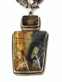 Sterling Silver Agate Modernist Beaded Necklace