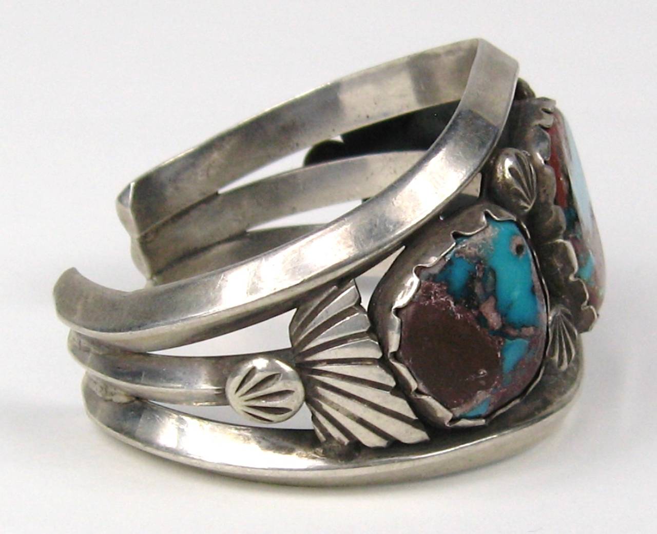 Vintage Navajo Cuff Sterling Silver Bracelet Old Turquoise Vintage Navajo Cuff Sterling Silver Bracelet Old Turquoise Brown Matrix For At 1stdibs
