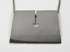 Sterling Silver Modernist Pendant Necklace 1970s