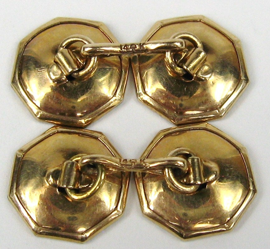 Women's or Men's Gold and Mother of Pearl Cuff link & Shirt Stud Set 1930s 