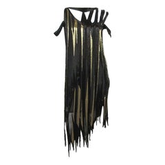 Bob Mackie 1980s Gold and Black Beaded asymmetrical Disco Baby dress