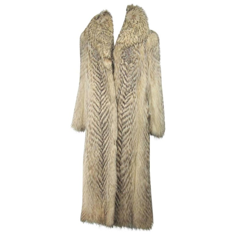 Tanuki Fin Raccoon Fur Full Length Coat For Sale at 1stdibs
