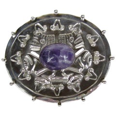 William Spratling Broche à épingle en argent sterling et améthyste, années 1940