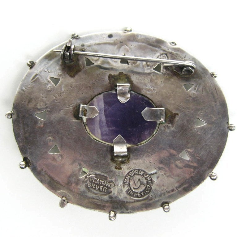 1940s William Spratling Amethyst Sterling Silver Pin Brooch For Sale 1