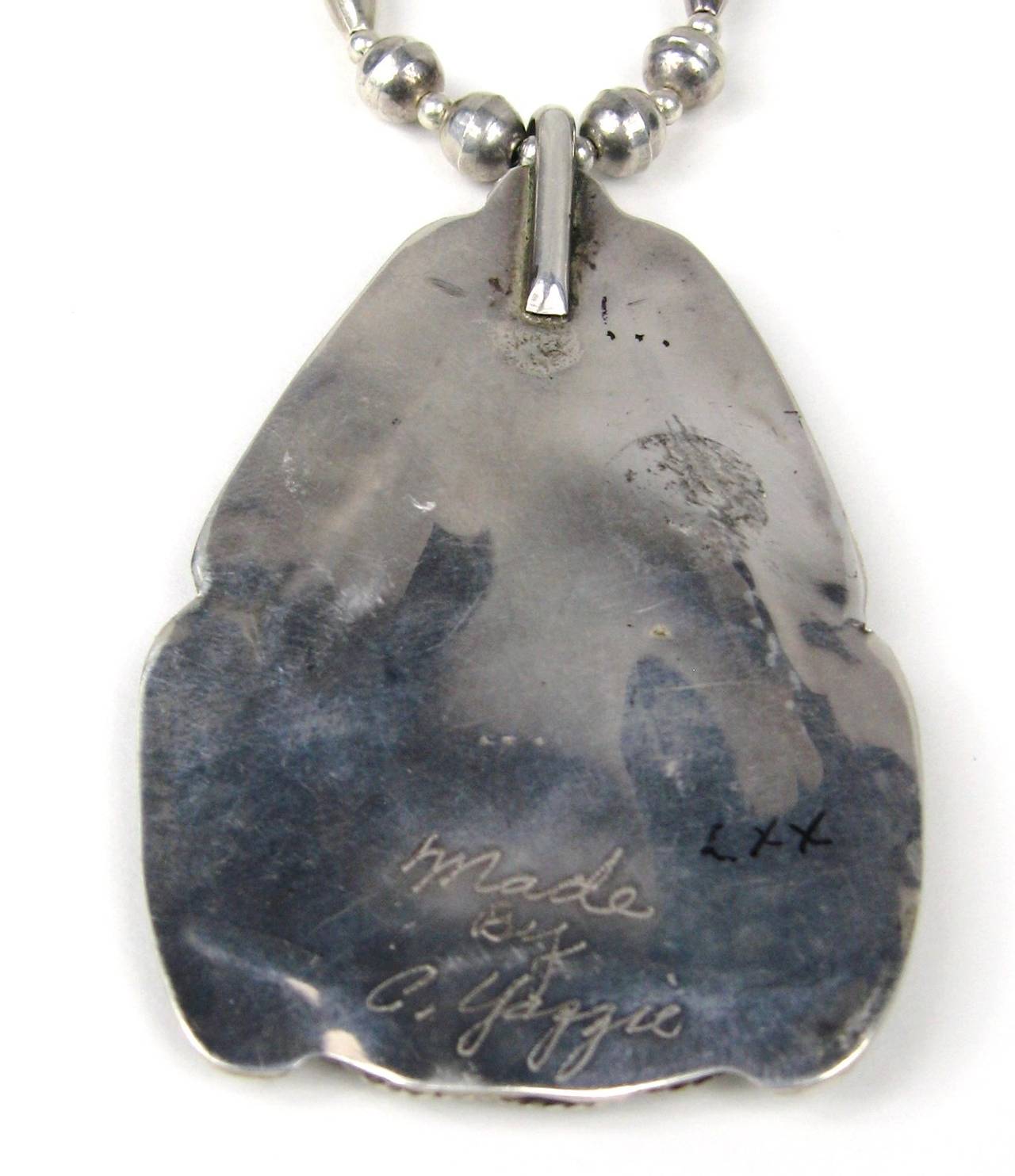 Collana Navajo in argento Sterling Old Pawn con turchese Hachita Yazzie In condizioni ottime in vendita a Wallkill, NY