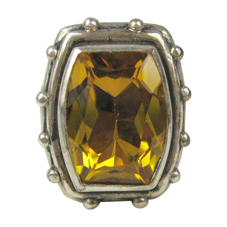 Stephen Dweck Sterling Silver Citrine Ring New, Never Worn 1990s